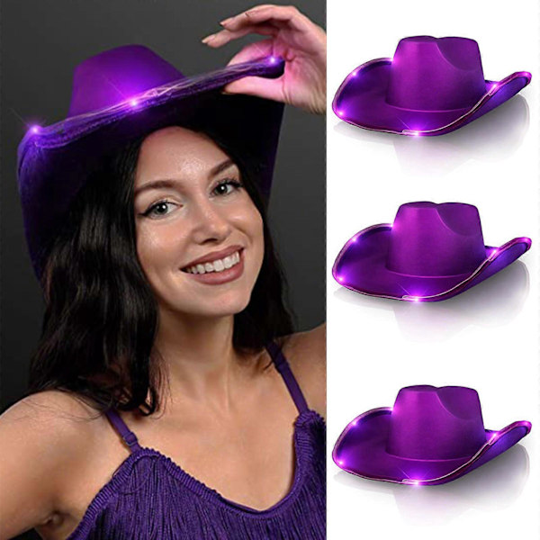 Fedora-hatt för kvinnor och män för Halloween-fest, elegant fotograferingshatt med LED-brätte