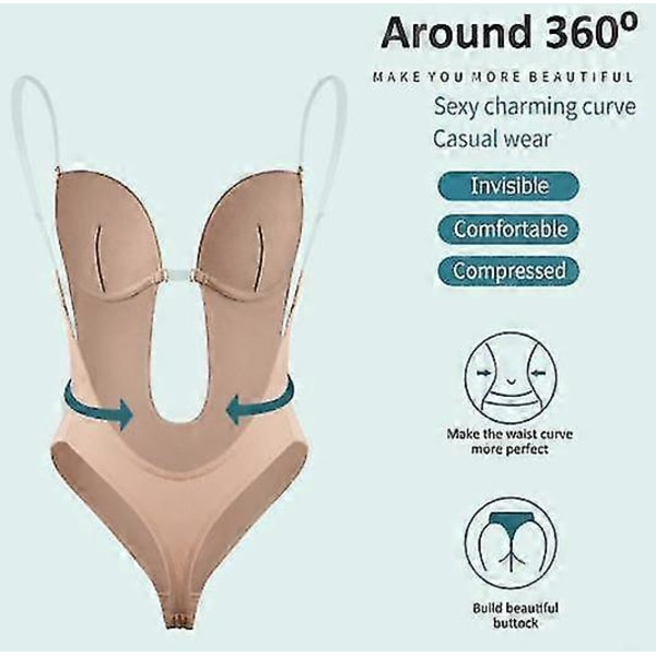 Rygglös Shapewear för Kvinnor Djup V-ringad Body Shaper För Klänning med Låg Rygg xi