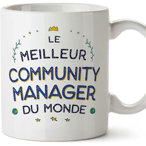 Community Manager Mugg för Män på Franska Meilleur du Monde Rolig Present till Kollegor Keramisk 33 cl Mugg