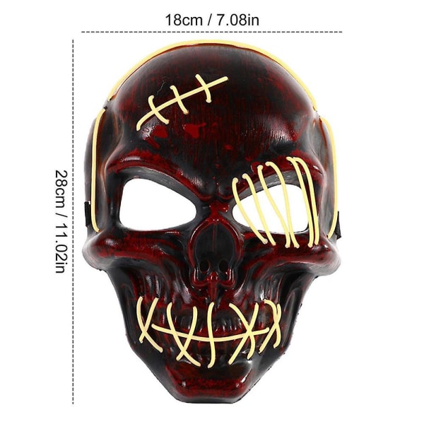 Halloween Skull Face Cover Cosplay Kostumer Light Up Led Covers Cosplay Rekvisitter Kostumer Skull Face Covers Light Up kostumer Yellow