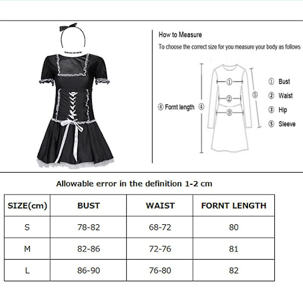 Lady French Maid Kostym Anime Söt Gördel Klubbkläder Erotiska rollspel Cosplay Fancy Party Dress Carnival Halloween L