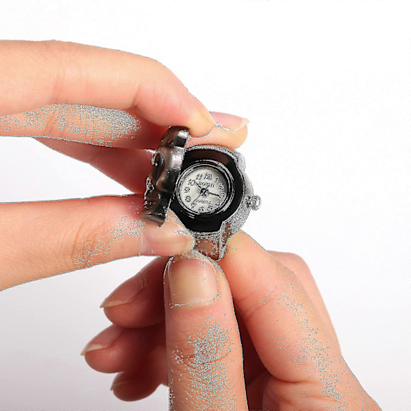 Herr Ringklocka Fingerklocka Analog Quartz Klocka Elastisk Dödskalle Ringband Rostfritt Stål Klocka Klockring