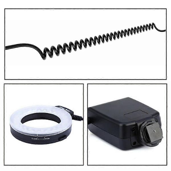 Macro LED Ring Flash Lys Kit med 8 Adapter Ringe
