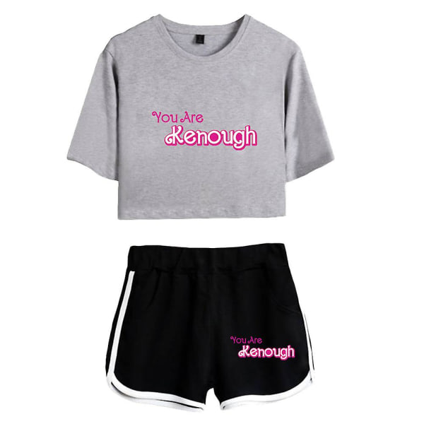 I Am Kenough Merch 2023 Ny film Todelt sæt Kortærmet Cropped Top Navel Tee+shorts Sjove damesæt Fødselsdagsgave style 6 XS