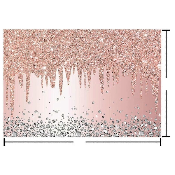 Rosa Rose Gull Bakgrunn Dryppende Glitter Krystall Diamant Fotografering Bakgrunn for Festdekorasjoner