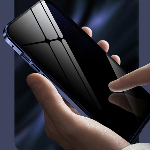 Yksityisyyttä suojaava magneettikotelo iPhone 15 Plus -puhelimelle turvalukolla, kaksipuolinen karkaistu lasinen puhelinkotelo, joka estää urkkimisen
