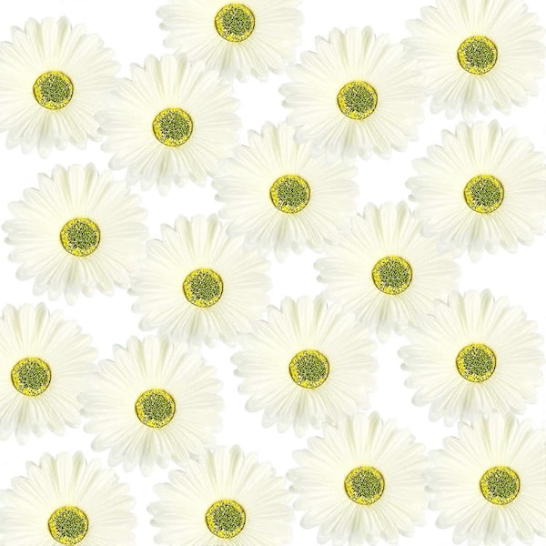 Kunstig Tusenfryd Kunstig Blomst Gerbera Tusenfryd Kunstige Gerbera Tusenfryd Kunstig Blomsterbukett 38 cm for Bryllup Brudebukett (Hvit, 18 stk)