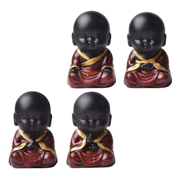 Resin Buddha Statue Små Børn Munk Figurer Te Kæledyr Ornament A
