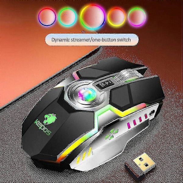 (Musta) Langaton Hiiri Pelihiiri Led Laser Usb Optinen Peli Ladattava Hiljainen Tietokone Iso-Britannia