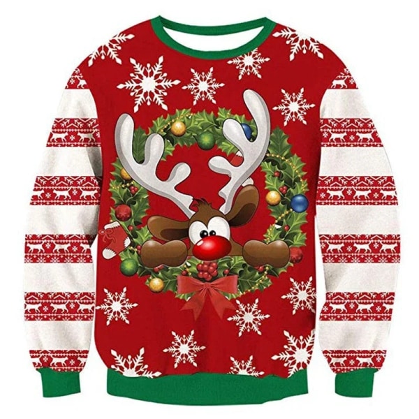 Jul 3d digitalt tryk sjovt mønster par rund hals sweater 5xl overstørrelse mænd/kvinder med samme modetrend style 1 L