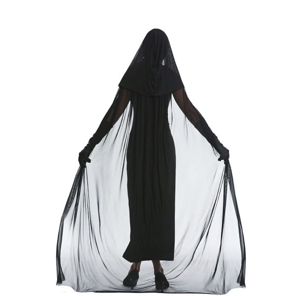 Halloween vampyr heks kostume spøgelse heks med kappe mesh kappe maskerade sceneoptræden kostume XL