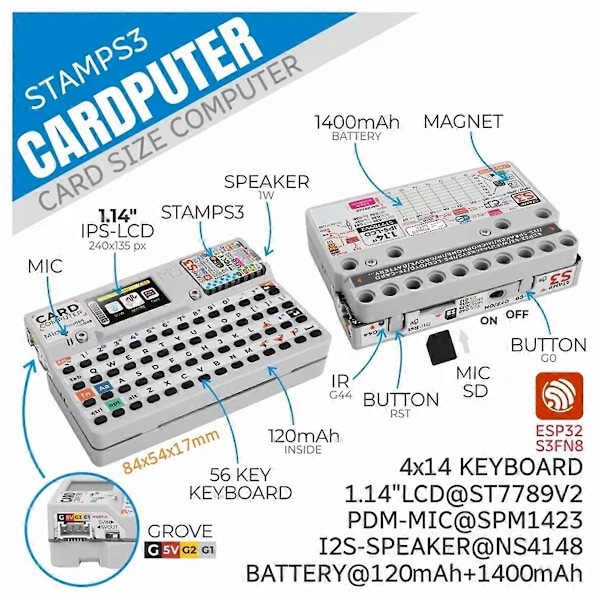 Cardputer Stamps3 Microcontroller 56 Tastatur Kortcomputer