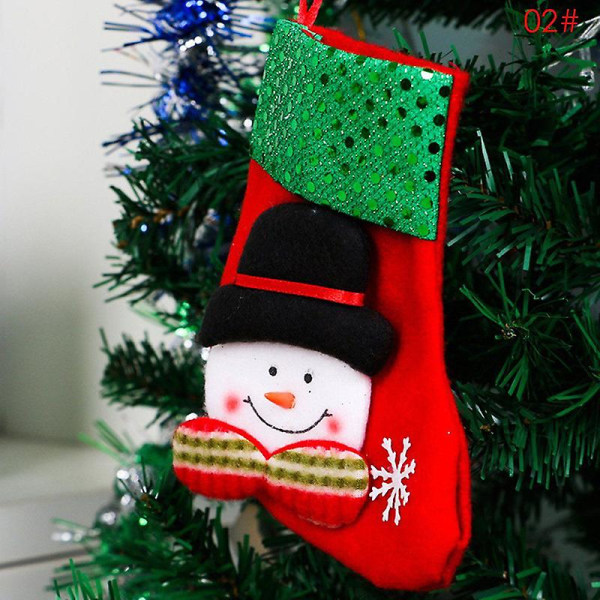 Jul 3d tegneserie Santa Elg Bjørn Snømann Strømpe Gave Cookie Godteripose Nyhet Sekk Sokk Ornamenter Xmas Tre hengende dekorasjon Snowman Socks