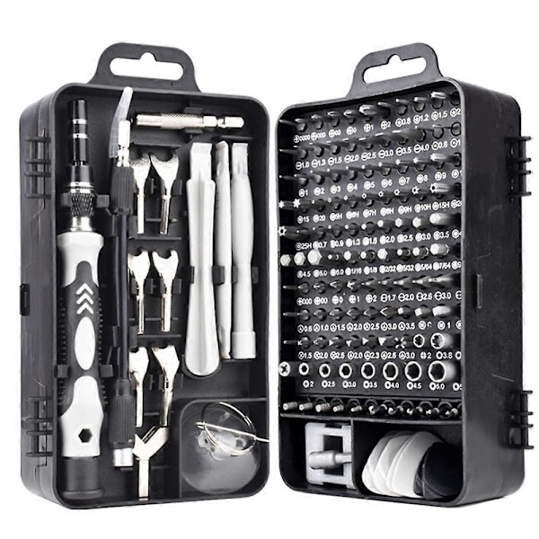 135 i 1 Mini Precisions Magnetisk Skruvmejsel - Reparationsverktygssats för iPhone, Laptop, Klocka med Förvaringsorganisatör, Svart, 175*105*60MM