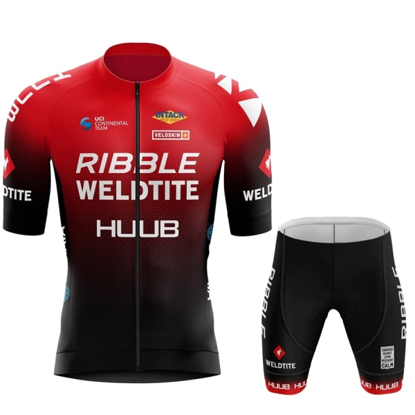 HUUB Team Cykeltrøje+Smækshorts Sæt 2023 Mountainbiketøj til mænd Kortærmet jakkesæt Sports MTB cykeltræningsuniform Red-short suit Asian size-S