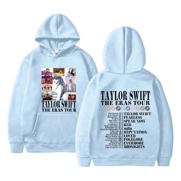 2023 julegave Taylor Swift Fans hættetrøje efterår og vinter Sweatshirt til mænd og kvinder julejakke light blue XL