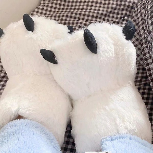 Creative Cute Bear Claw Winter Slippers Boys Girls Home Slippers Furry Warm Couple Indoor Shoes Women Cotton Boots Fur Slides