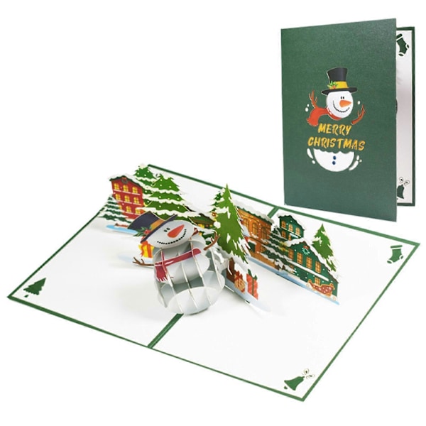 3D Joulukortit Jouluksi Pop Up Lumiukko Kortti Onnittelukortit Kirjekuorella