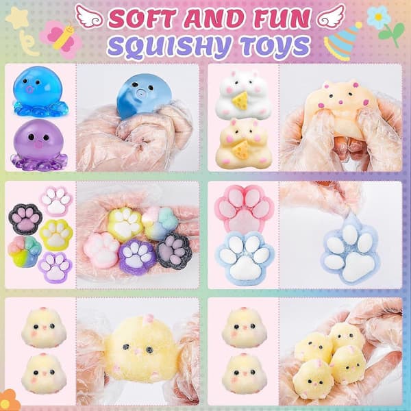 Taba Squishy Pack 20 st, blandade klämleksaker med kycklingbananstrå 1pcs