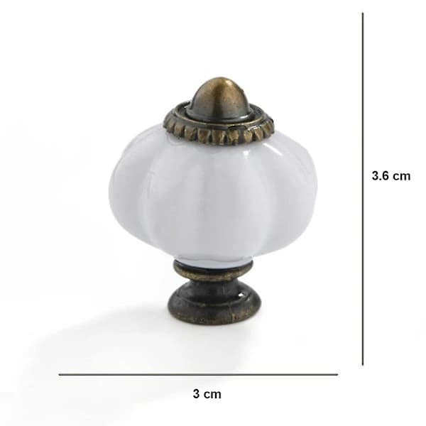 10 st vintage keramiska möbelknoppar (vit)