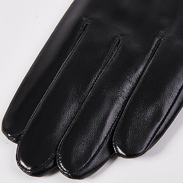 Evago ægte gedeskinds læderhandsker til mænd - Herrehandsker Varm plysforet vinterberøringsskærm sort og brun BLACK XL