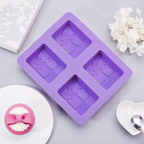 2 Stykker Silikonform Bakeform Kake Bakverk Rektangulær for Is 4 Hulrom Treform