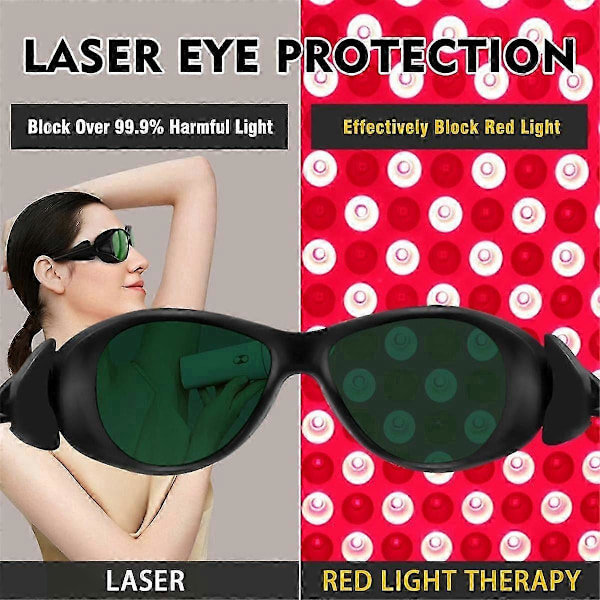 Rødt Lys Terapi Briller, Lasersikre Briller IPL 200-2000nm, Øyebeskyttelse for Rødt Lys Terapi