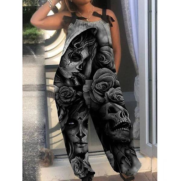 Halloween Bat Pumpkin Ghost Cute Print Dame Jumpsuits Rompers Overalls One Piece Linen Casual Jumpsuits til kvinder style 18 M