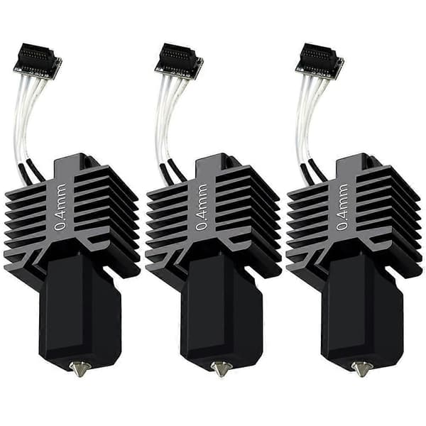 3 stk. til Bambu P1P/P1S Hotend 0,4 mm ekstruder printhovedsæt med hærdet ståldyse, termistor Black