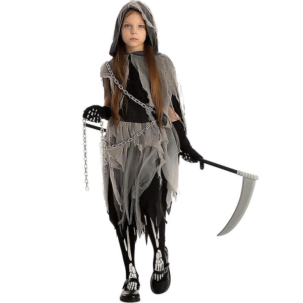 Pelottava Grim Reaper Girl -asu Lasten Halloween-asu 2023 Uusi tulokas A Height 115-130cm