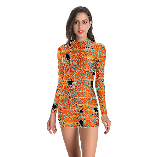 Naisten Halloween-bileet kauhuasut Verinen sairaanhoitaja zombie-mekko Cosplay seksikäs naisten pyöreäpääntie, pitkähihainen lonkkamekko Size F XXL