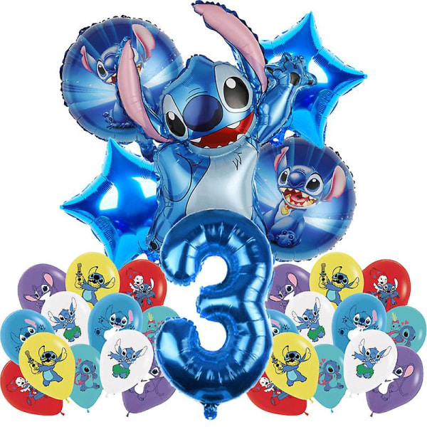 Lilo & Stitch Tema Fødselsdagsfest Dekoration Børnelegetøj Gave Latex Aluminiumsfolieballon Engangsservice Event Supplies Balloon Set 3
