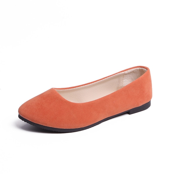 Enkeltsko med spiss hode flate lette dame flate sko for kvinner orange 38