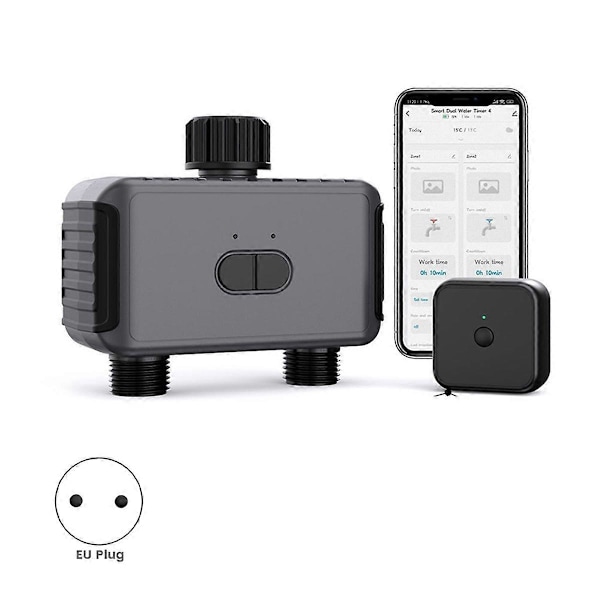 Smart 2-Zons Vattenventil med Bluetooth - Trädgårdsbevattningssystem Kontroller, Automatisk Droppsp