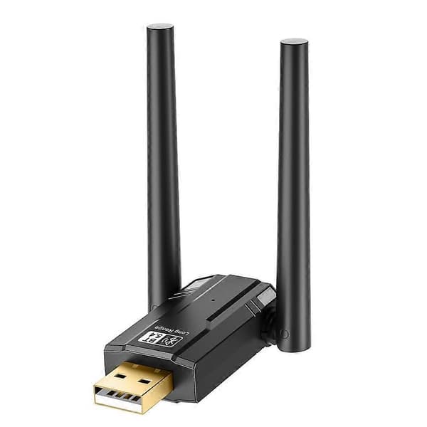 150 meter Bt5.4 Bluetooth-adapter, driverfri datamaskin USB Bluetooth lydhodesett mottaker/sender med antenne Black