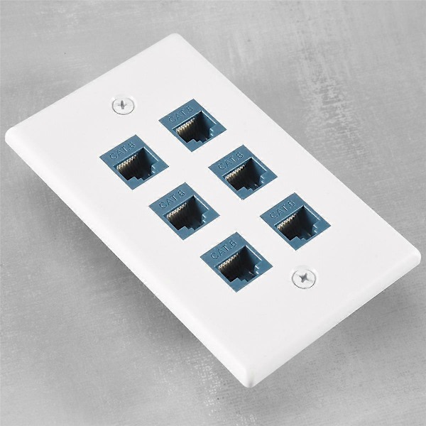 Cat 6 Ethernet Veggkontakt 6 Port, Ethernet Veggkontakt Hunn-Hunn Avtakbar Kompatibel med Cat7/6/