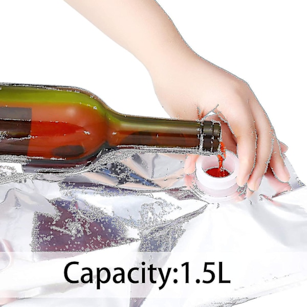 6 Stykker Vinveske Refillposer Refillblærer Gjenbrukbare Påfyllbare Vinerstatning Oppbevaringspose Med Tut For