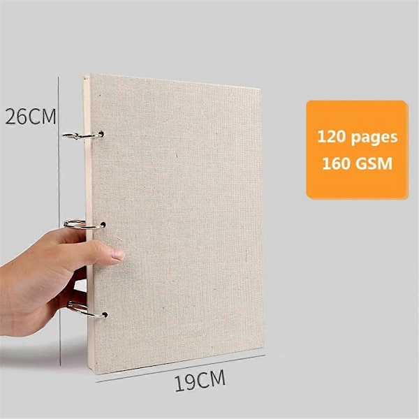 Retro Spiral Skissbok Linne Hardcover 120 Sidor 160GSM Tjock Påfyllningsbar Lösblad Anteckningsbok Skissbok Hardcover(16K)