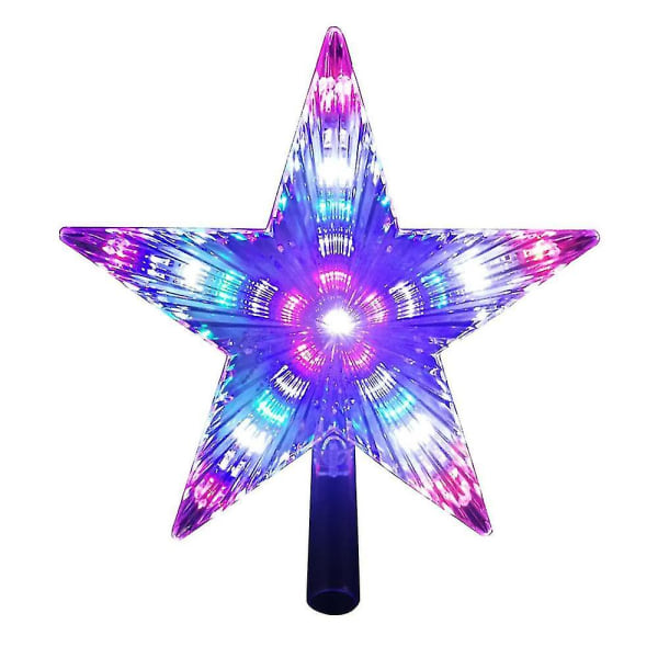 Christmas Tree Star Batteridrevet Led Star Tree Topper Flerfargede lys Star Topper Til julefest ferie innendørs Styles 3