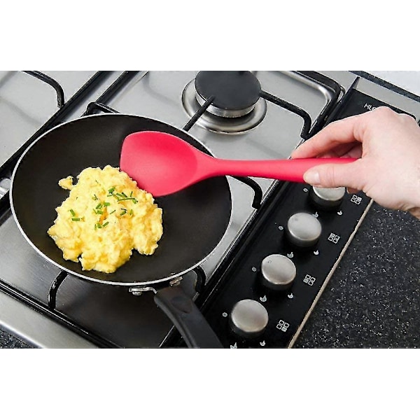 Silikone Spoonula/spatel Ske, Høj Varmebestandighed Op Til 249°C, Hygiejnisk Design i Ét Stykke, Non-Stick Gummi Køkkenredskab (Kirsebærrød) (ShiKai)
