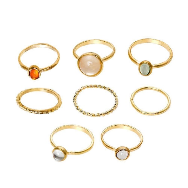 8x Vintage Ringer Stablebare Boho Punk Enkle Hverdags ,