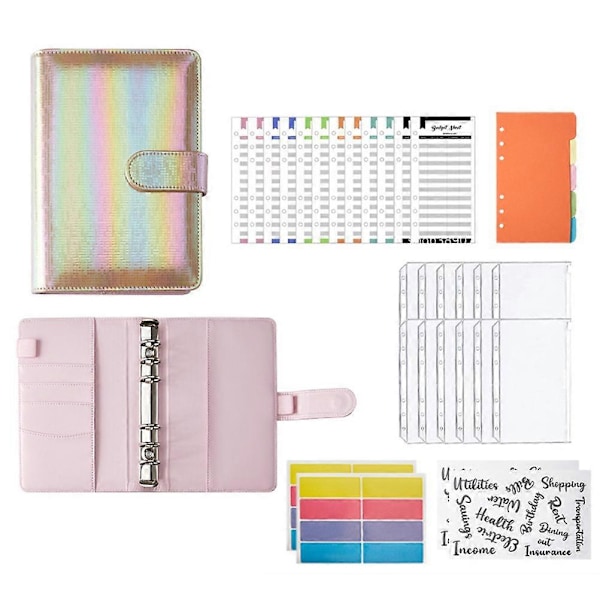 Budget Planner A6 PU Læder Organizer Binder til Økonomisk Budgettering Pengebesparende Mappe