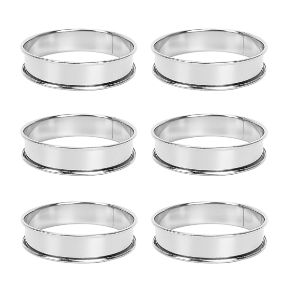 6 stk. Runde Kageforme til Bagning, Rustfrit Stål Muffinsforme, Metalforme Dobbelt Rullede Cr