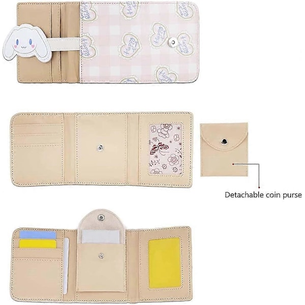Söt Tecknad Figur Liten Plånbok Kort Dam Plånbok Flickor Plånbok Läder Tri-Fold Multi-Kort Plånbok