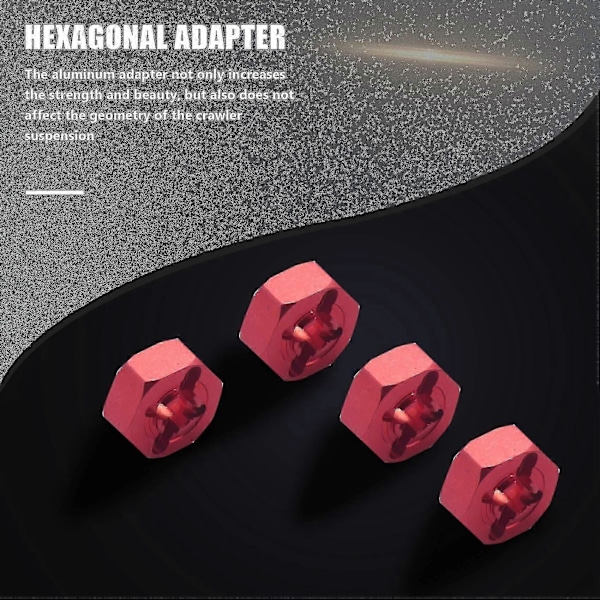 Aluminiumslegering 12mm Kombiner Hjulnav Hex Adapter Oppgraderinger For 144001 1/14 Rc Bil Reservedeler, rød