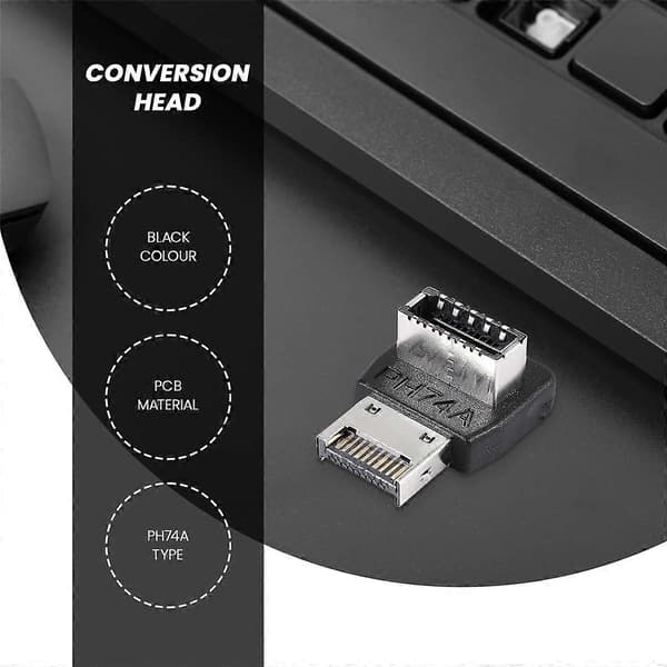 Datormoderkort Typ-E USB 3.1 Typ-E Gränssnitt 90 Graders Styrvinkel Främre Typ-C Installerad