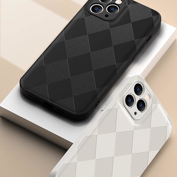 Ubiuo Kompatibelt Med Iphone 11 Pro Max Skal Vit Lyxig 3D Romber Mjukt TPU Läder Telefonskal För Iphone 11 Pro Max 6.5 Tum Stötsäkert Linsskydd