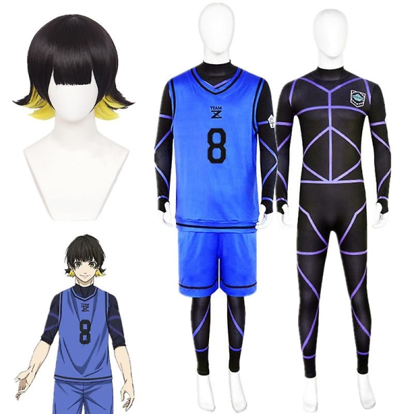 Anime Blue Lock Bachira Meguru Cosplay Kostyme Fotballdrakt Sportsklær Uniform Bodysuit Halloween Julefest klær L