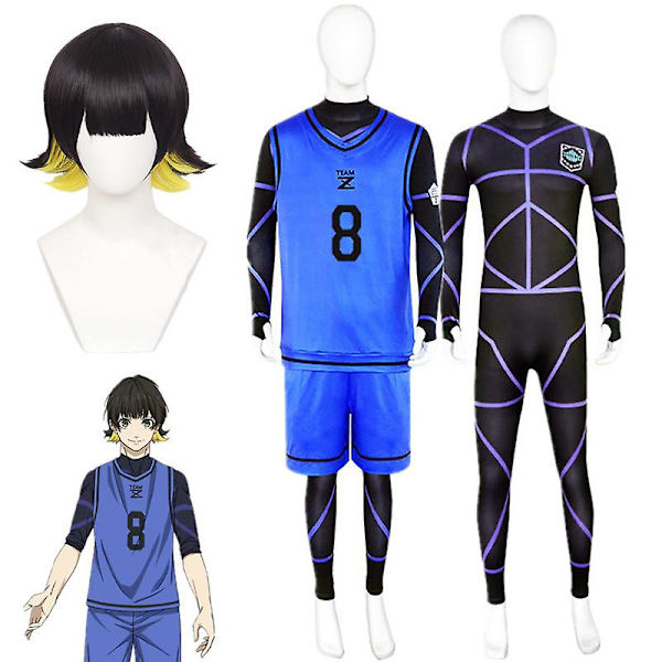 Anime Blue Lock Bachira Meguru Cosplay Kostyme Fotballdrakt Sportsklær Uniform Bodysuit Halloween Julefest klær M