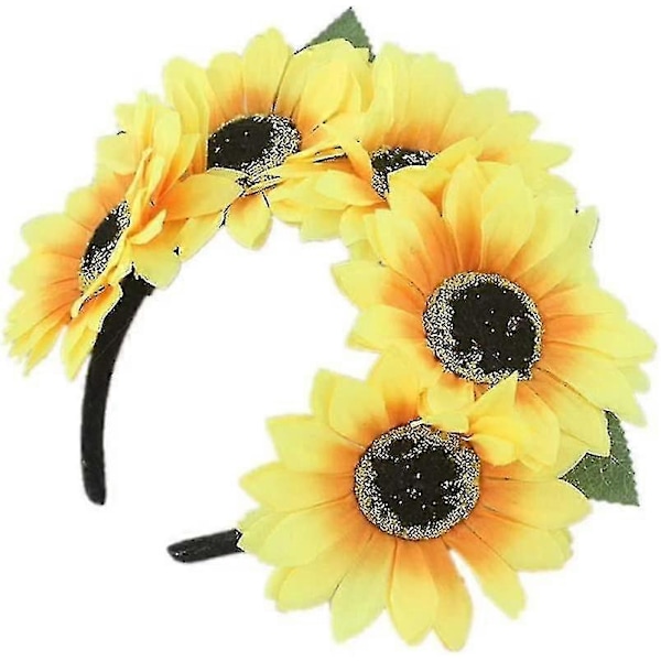 2 st Solros Håraccessoar Polyester Strand Hårdekoration Simuleringsblomma Hårband För Kvinnor A